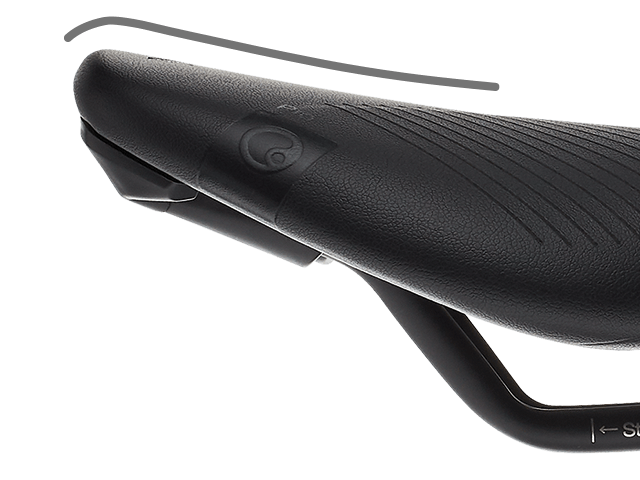 Ergon SR Women saddle with supporting ramp in the rear of the saddle.