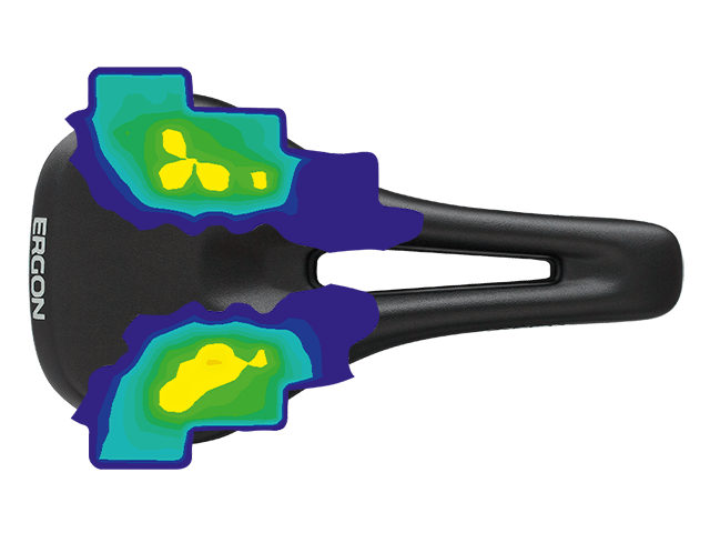 Picture about pressure distribution of the Ergon SR Women saddle.